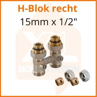 Onderblok 2 pijps / H-blok recht 15mm x 1/2''