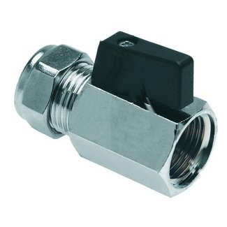 Riko gaskraantje met hendel 15 mm knel x 1/2" binnendraad, chroom