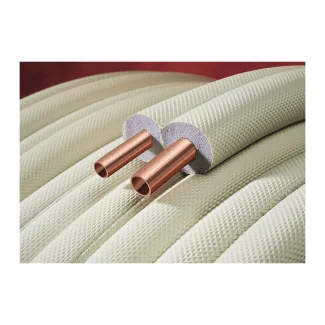 Dubbele Koperen Koelleiding Geïsoleerd – 1/4" x 3/8" – Zonder Wartels – Rol 20 Meter