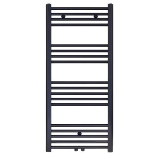 120x50 cm - 675 Watt - Ecorad Handdoekradiator - Mat Zwart (RAL9005) - Universal-6 aansluitpunten