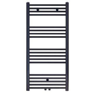 120x60 cm - 775 Watt - Ecorad Handdoekradiator - Mat Zwart (RAL9005) - Universal-6 aansluitpunten