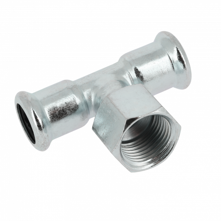 Bonfix Staalverzinkt Press x Binnendraad x Knel T-koppeling (CV) | 22 x 1/2 x 22