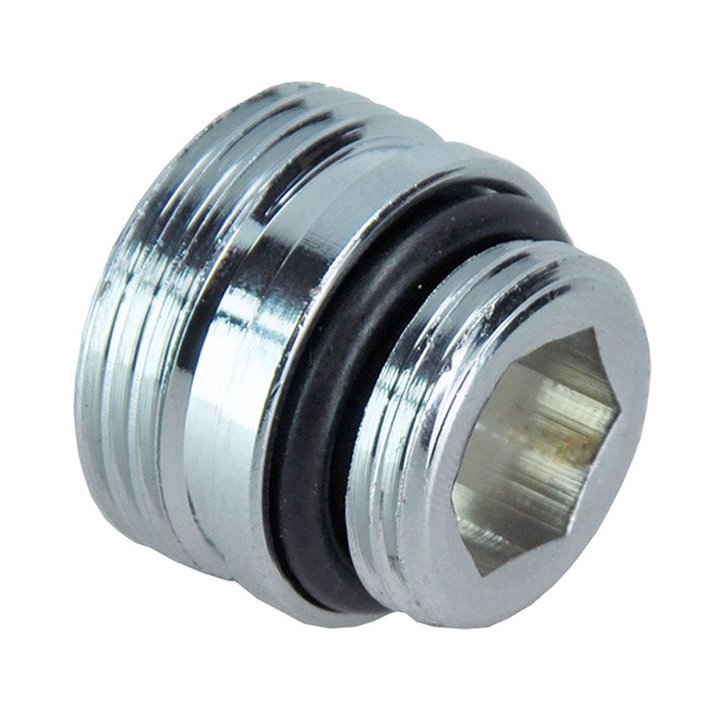 Adaptor 3/4" x 1/2", midden-onderaansluiting, chroom