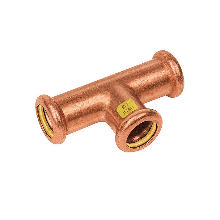 Bonfix Roodkoper Press T-koppeling verlopend (gas) | 22 x 15 x 22