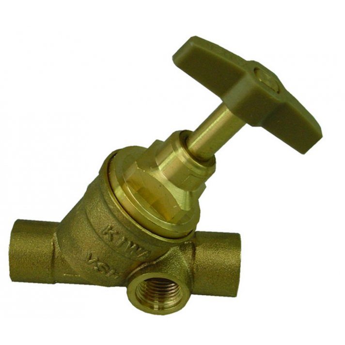 Riko Kiwa stopkraan 12 mm capillair x capillair met aftapgelegenheid