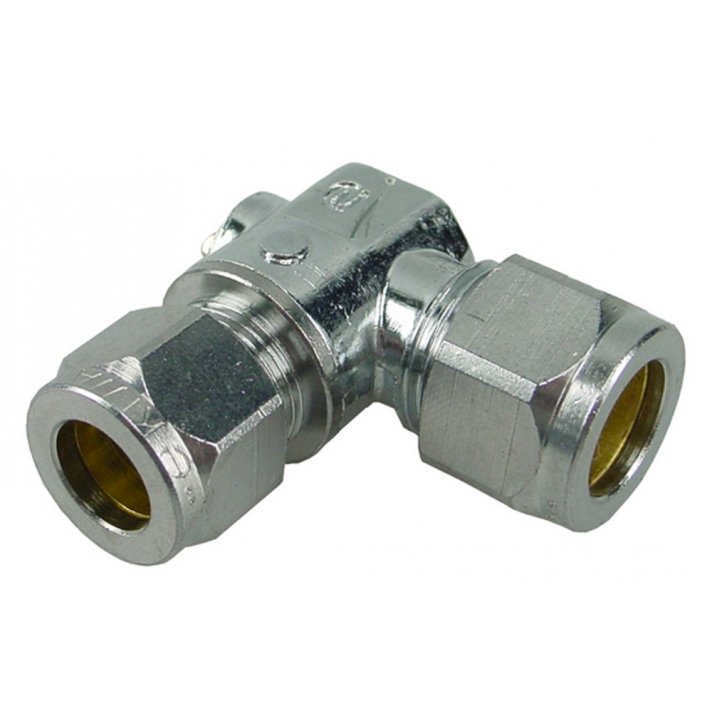 Riko chroom mini-kogelkraan haaks knel 15 mm x 15 mm