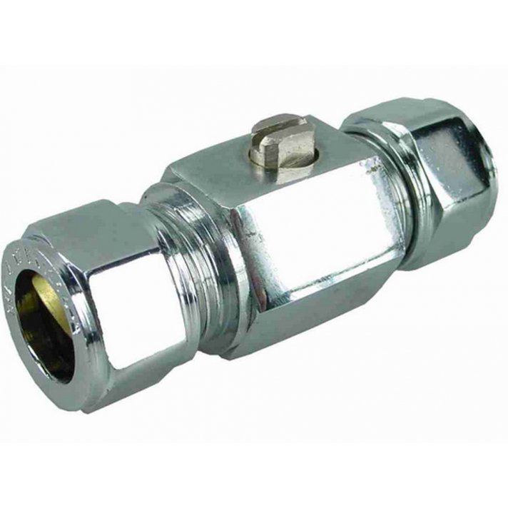 Riko chroom mini-kogelkraan recht knel 15 mm x 15 mm