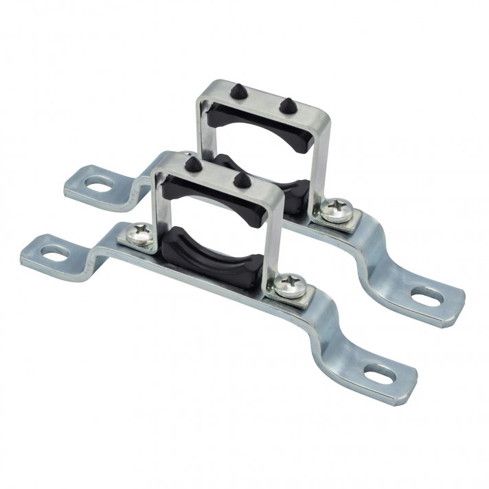 Enkele ophangbeugel voor verdeler messing vernikkeld 1" 2sts/set