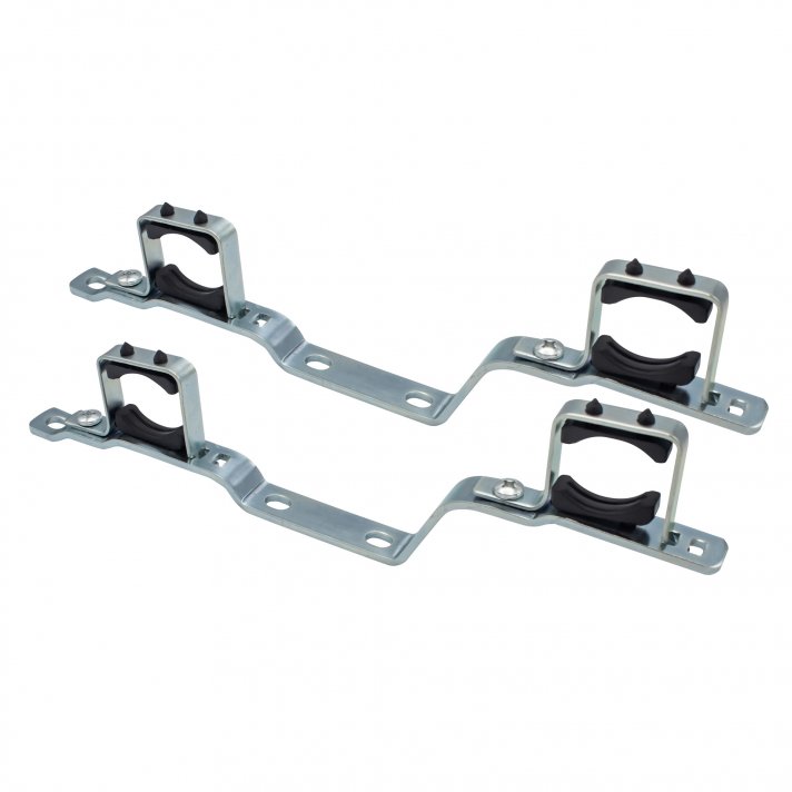 Dubbele ophangbeugels voor verdeler messing vernikkeld 1" 2sts/set