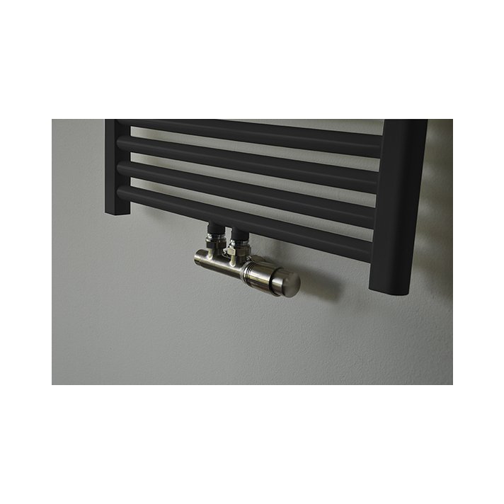 Riko Set thermostatisch onderblok, haaks-rechts, geborsteld staal