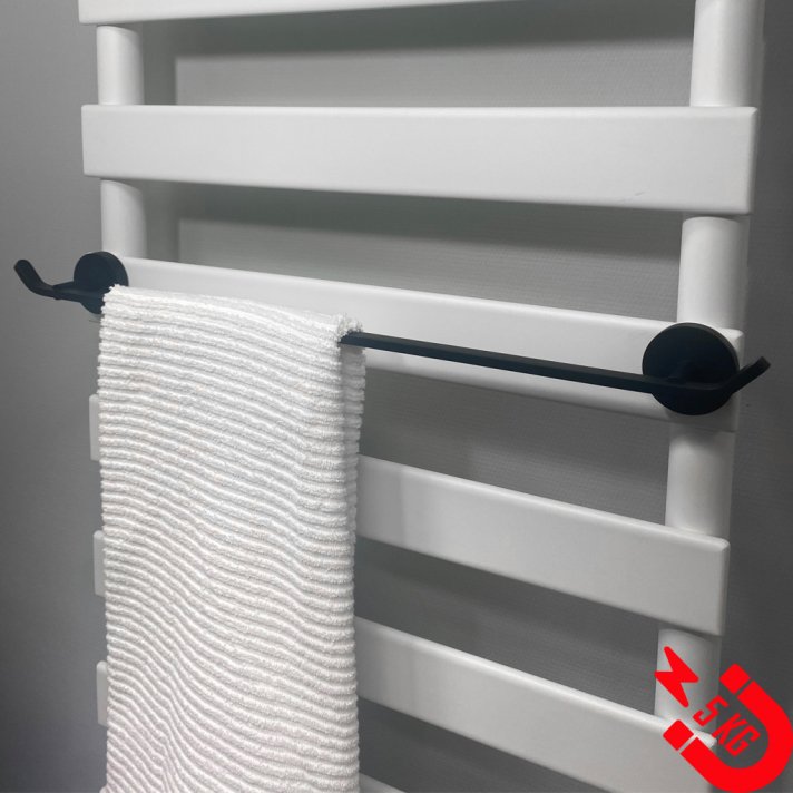 BSXL Magneet-line zwart – Magnetische 535 mm handdoekhouder