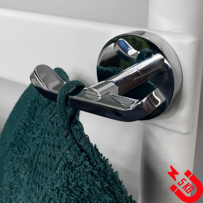 BSXL Magneet-line Chroom – Magnetische handdoekhaak dubbel