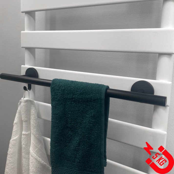 BSXL magnetisch 500 mm handdoekenrek met haakje voor radiatoren – Zwart