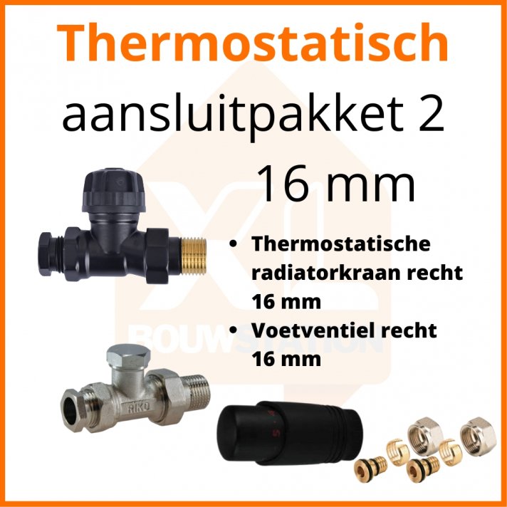 Eco 4 Zwarte thermostatisch M30 aansluitpakket 2 t.b.v. 16 mm buis