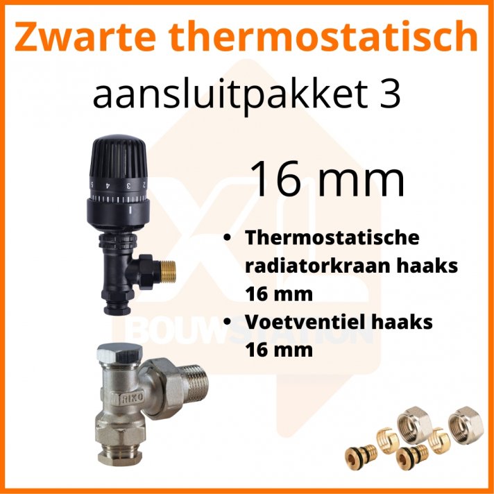 Eco 4 Zwarte thermostatisch M30 aansluitpakket 3 t.b.v. 16 mm buis