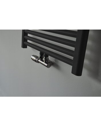 Riko Set thermostatisch onderblok, haaks-links, geborsteld staal