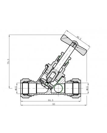 Riko Gastec stopkraan 15 mm knel x knel met aftapgelegenheid