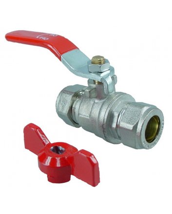 Riko kogelkraan volle doorlaat knel 22 mm x 22 mm vernikkeld