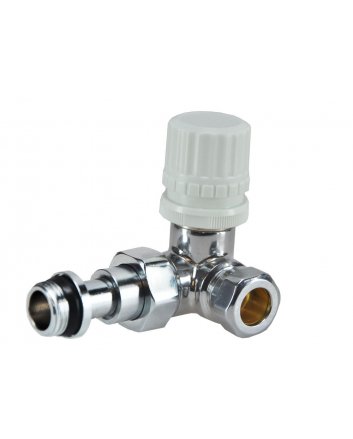 Luxe thermostatisch ventiel 1/2" x 15 mm (M22) knel, haaks links, chroom