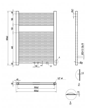 Best-Design Zero-White handdoekradiator Wit 445 W 800x600