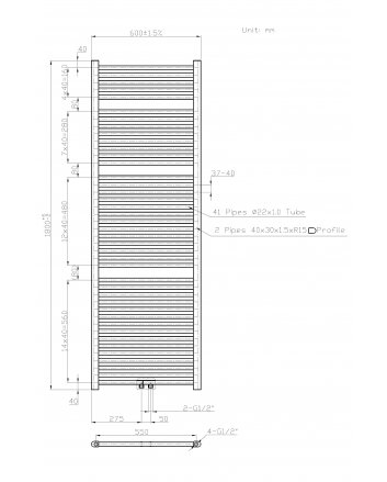 Best-Design Zero-White handdoekradiator Wit 1269 W 1800x600