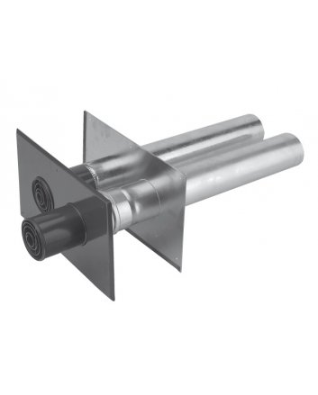 Aluminium 2-Pijps Geveldoorvoer Lengte 600 mm / Ø80/80 mm