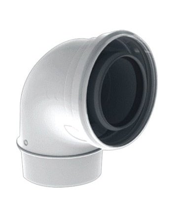TwinSafe Bocht 90° Ø60/100 mm Concentrisch Wit PP