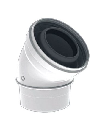 TwinSafe Bocht 45° Ø60/100 mm Concentrisch Wit PP