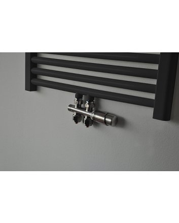 Riko Set thermostatisch onderblok, haaks-rechts, geborsteld staal