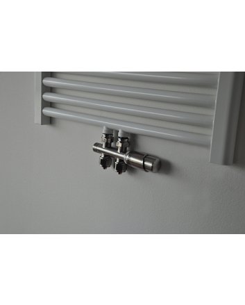 Riko Set thermostatisch onderblok, haaks-rechts, geborsteld staal