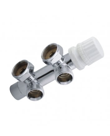 Thermostatisch onderblok 3/4", haaks-links, chroom