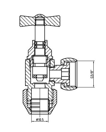 Riko hoekstopkraan 3210 3/8 x 10 mm chroom