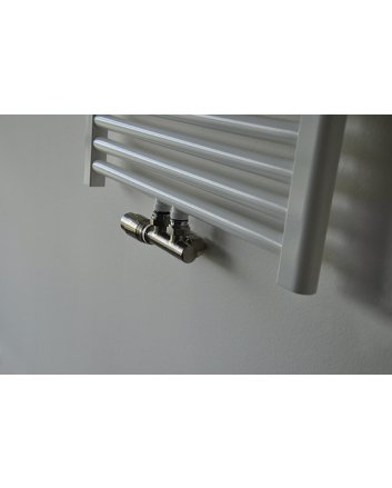 Riko Set thermostatisch onderblok, haaks-links, geborsteld staal