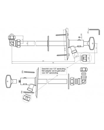 Riko vorstbestendige gevelkraancombinatie 15 mm x 1/2 of 3/4