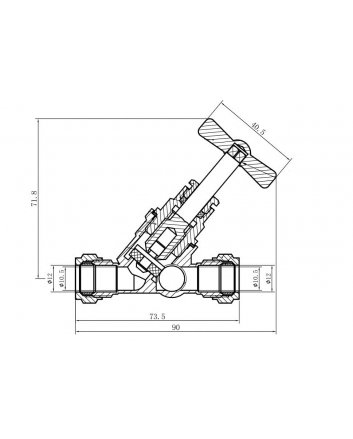 Riko Gastec stopkraan 12 mm knel x knel met aftapgelegenheid