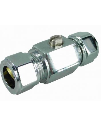 Riko chroom mini-kogelkraan recht knel 15 mm x 15 mm