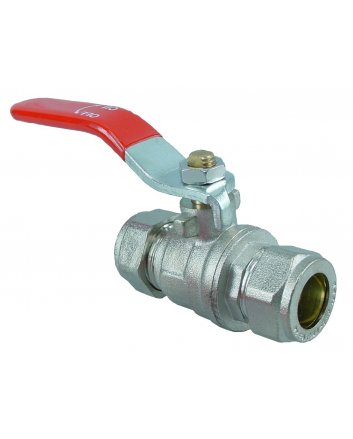 Riko kogelkraan volle doorlaat knel 28 mm x 28 mm vernikkeld