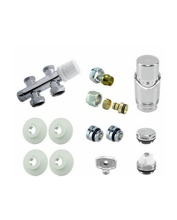 Riko Complete rechte onderblokset 16x2,0 mm + 15 mm knel, chroom
