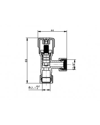 Riko hoekstopkraan 3/8 x 12 mm knel, chroom