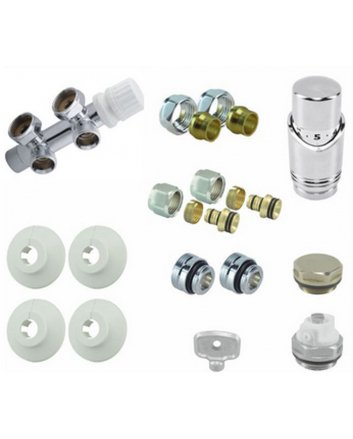 Riko Complete haakse (links) onderblokset 16x2,0 mm + 15 mm knel, chroom