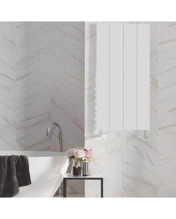 600x1600 - 1072 Watt | Handdoekradiator Gestreept Wit Zij- & Middenaansluiting