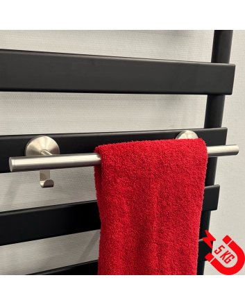 BSXL magnetisch 400 mm handdoekenrek met haakje voor radiatoren - Geborsteld RVS
