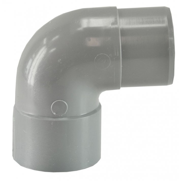 Afvoerbocht mof 40 mm x spie 40 mm 90 graden PVC