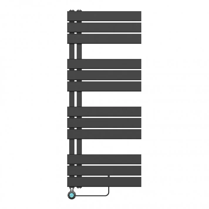1200x500 – 593 watt | elektrische handdoekradiator zwart | links aansluiting/comb
