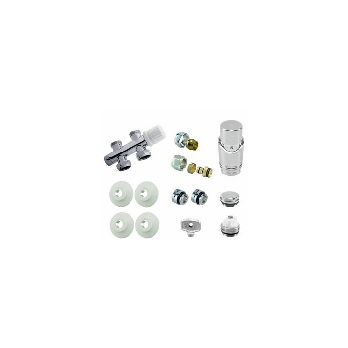 Riko Complete rechte onderblokset 16x2,0 mm + 15 mm knel, chroom
