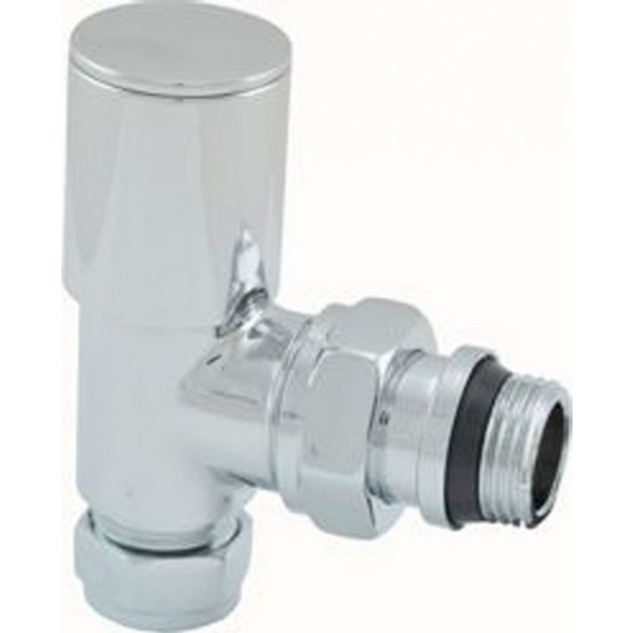 Luxe radiatorventiel 1/2" x 15 mm (M22) knel, haaks, chroom