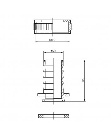 Riko chroom slangwartelset 1/2 x 3/4 met borgring