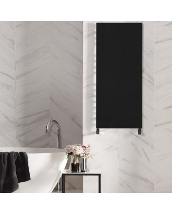 400x1200 - 550 watt | handdoekradiator vlak mat zwart zij- & middenaansluiting
