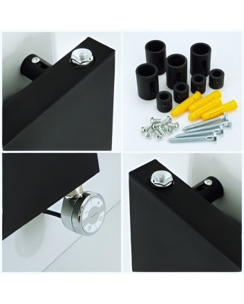 500x1600 - 700 watt | handdoekradiator vlak mat zwart elektrisch