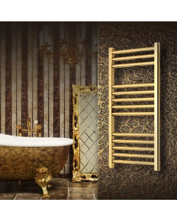 400x1600 - 740 Watt | Handdoekradiator mat goud Zij- & Middenaansluiting